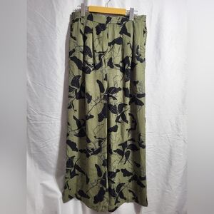 Nordstrom Olive and Black Leaf Flare Pants, Size Medium (30)